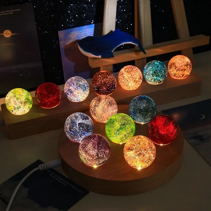 Solar System Orrery - 4/6/8cm Fantasie Kleurrijke Glazen Ster Bal
